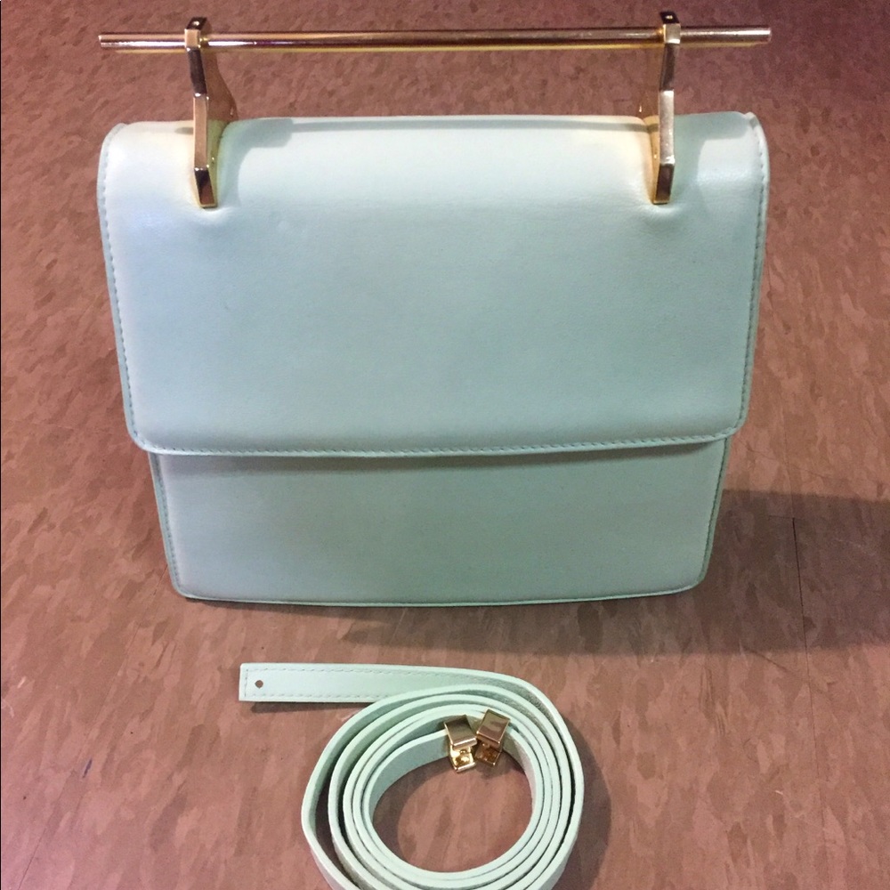 M2MALLETIER La Collectionneuse Mint Green Leather Shoulder Bag